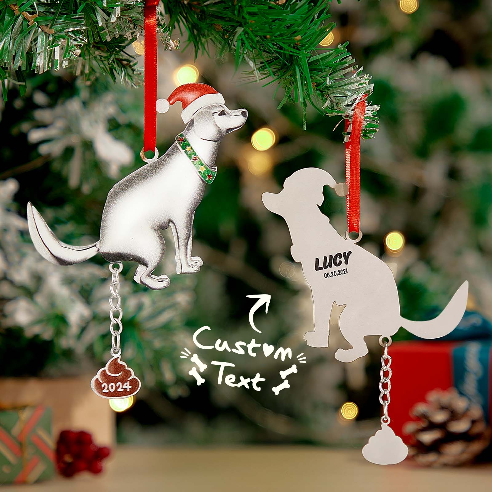 Personalized Funny Pooping Dog Ornament for Christmas Tree Decoration Gifts for Family Friends - Image 2