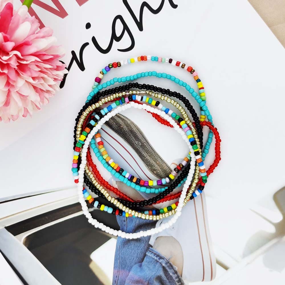 Boho Ankle Bracelet Bohemian Style Anklet Handmade Colorful Rice Beads Anklet Gift - Image 2