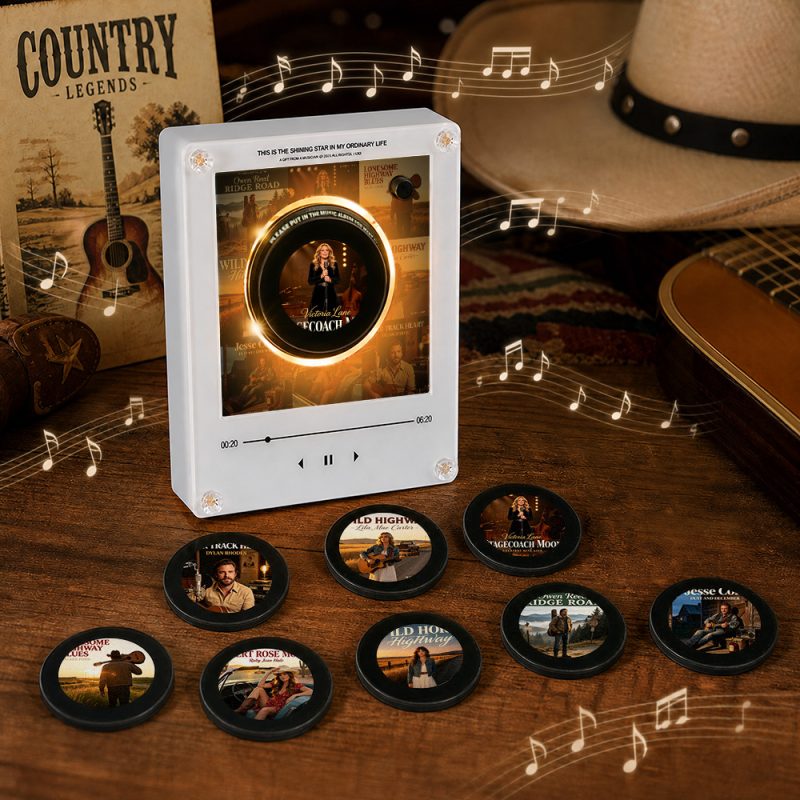 Custom Mini Vinyl Record Country Music Player With 9 Discs Magnetic Disc Music Player with Rechargeable Battery