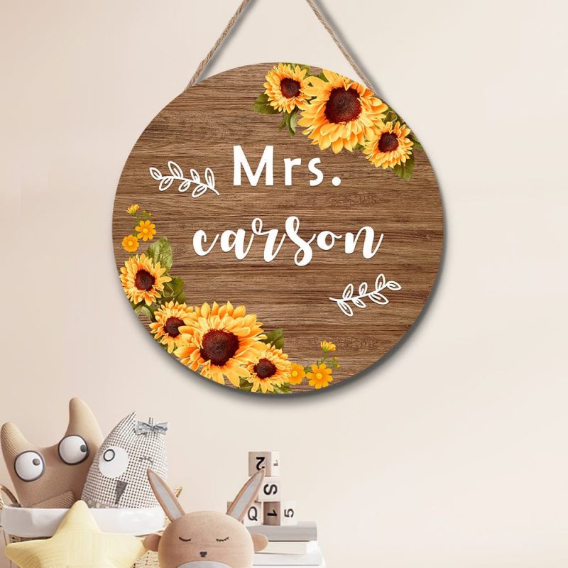 Back to School Gifts Personalized Sunflower Teacher Name Plate