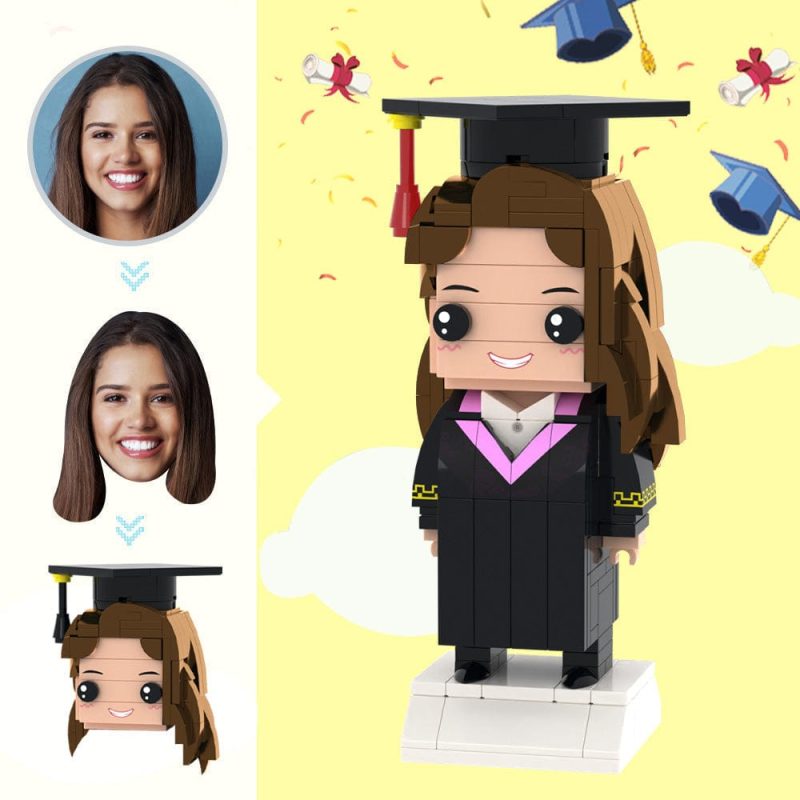 Custom Head Brick Figures Personalized Bachelor of Arts Uniform Brick Figures Small Particle Block Toy Graduation Gifts