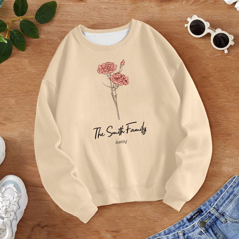 Personalized Birth Flower Bouquet Sweatshirt Custom Birth Flower Hoodie Gifts for Her - Image 2