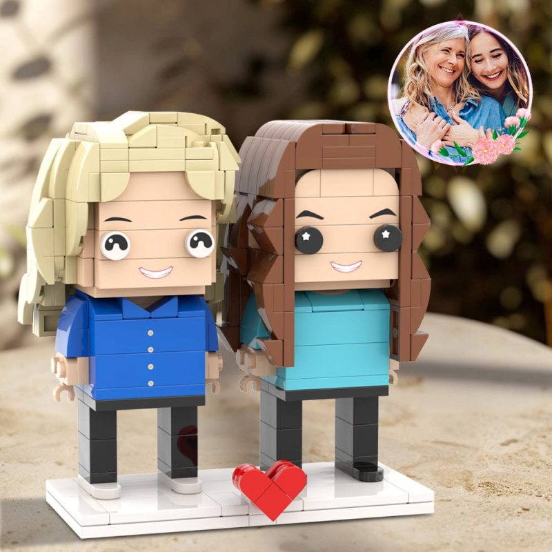 Gift For Mom Brick Figures Customizable Fully Body Classic Blue 2 People Custom Brick Figures For Mommy On Mother’s Day