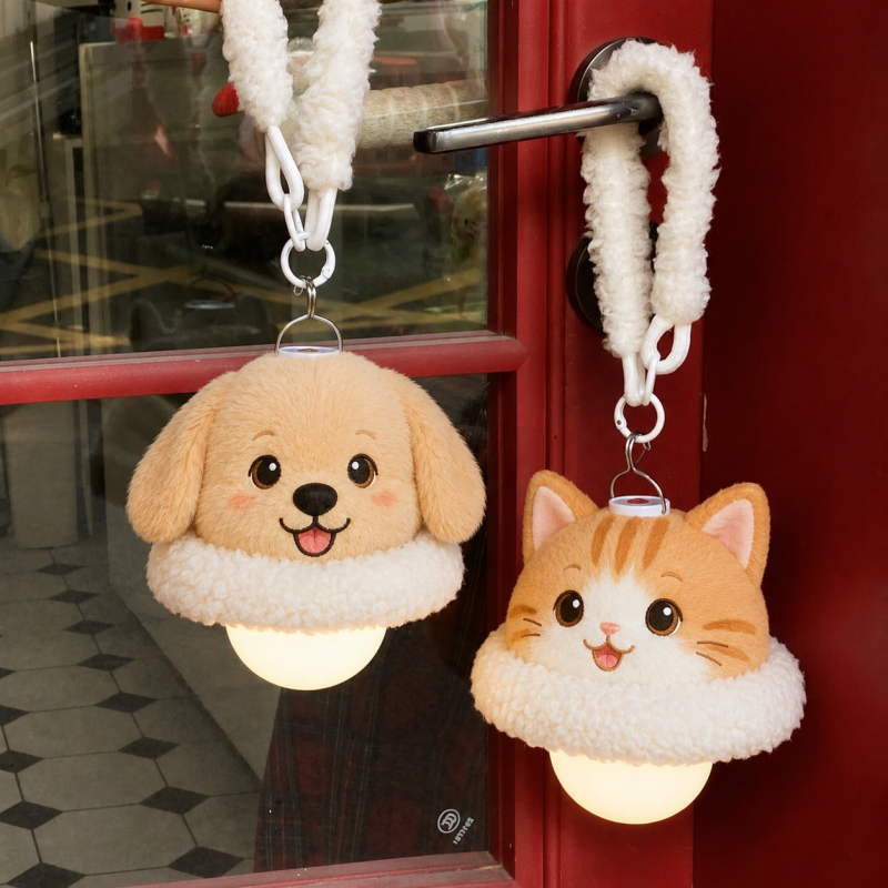 Custom Pet Night Light, Personalized Dog & Cat Plush Portrait Lamp with Warm Glow for Pet Lovers