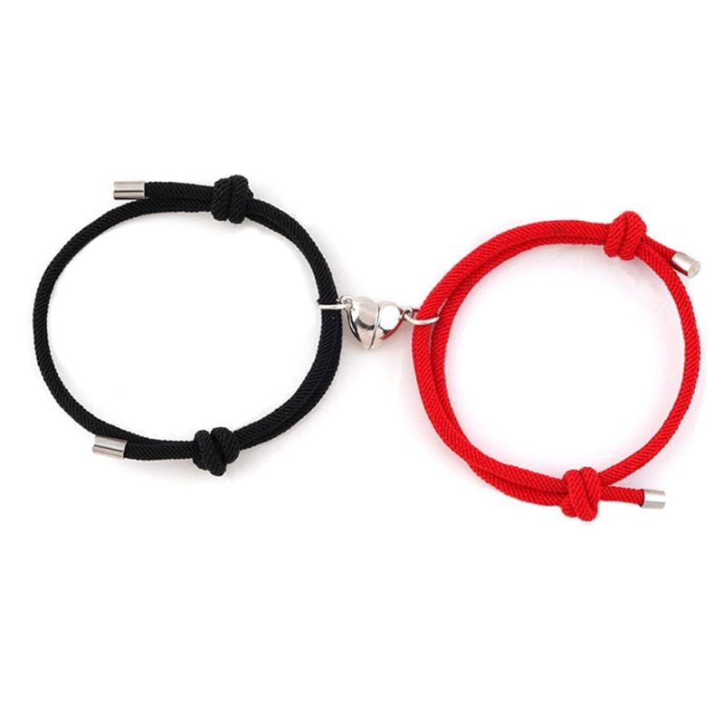 Couple Magnetic Bracelet Heart-Shaped Magnetic Buckle Bracelet Adjustable Bracelets Gift for Couple
