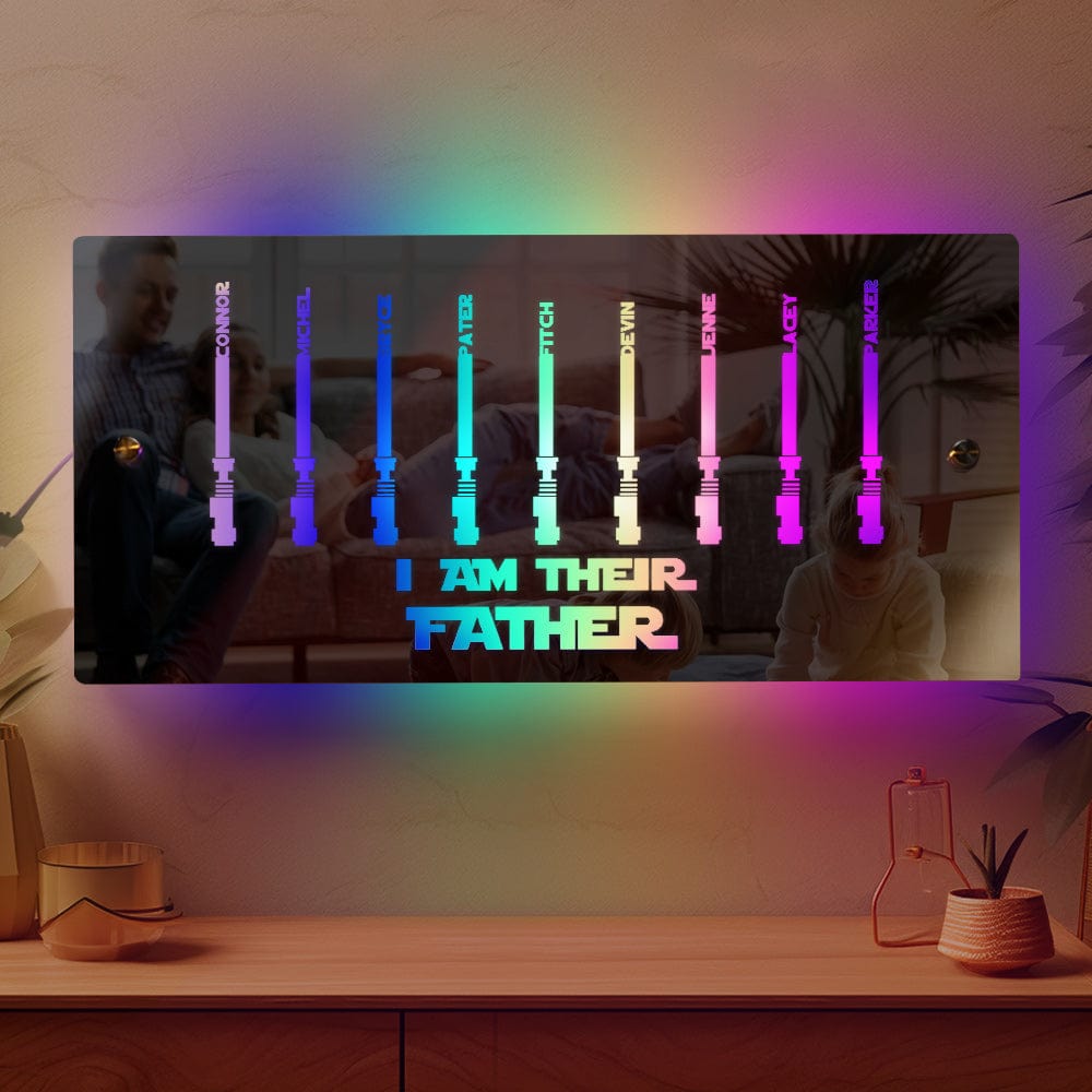 Personalized I Am Their Father Mirror Light Custom Name Light Up Mirror Father's Day Gifts - Image 2