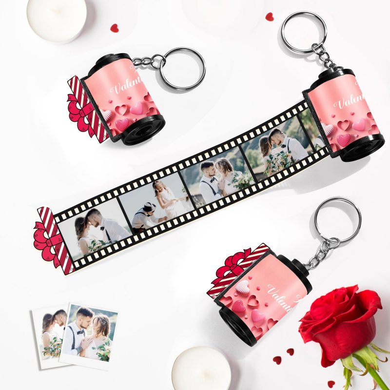 Custom Photo Film Roll Keychain Gift Box Decor Camera Keychain Valentine’s Day Gifts For Couples