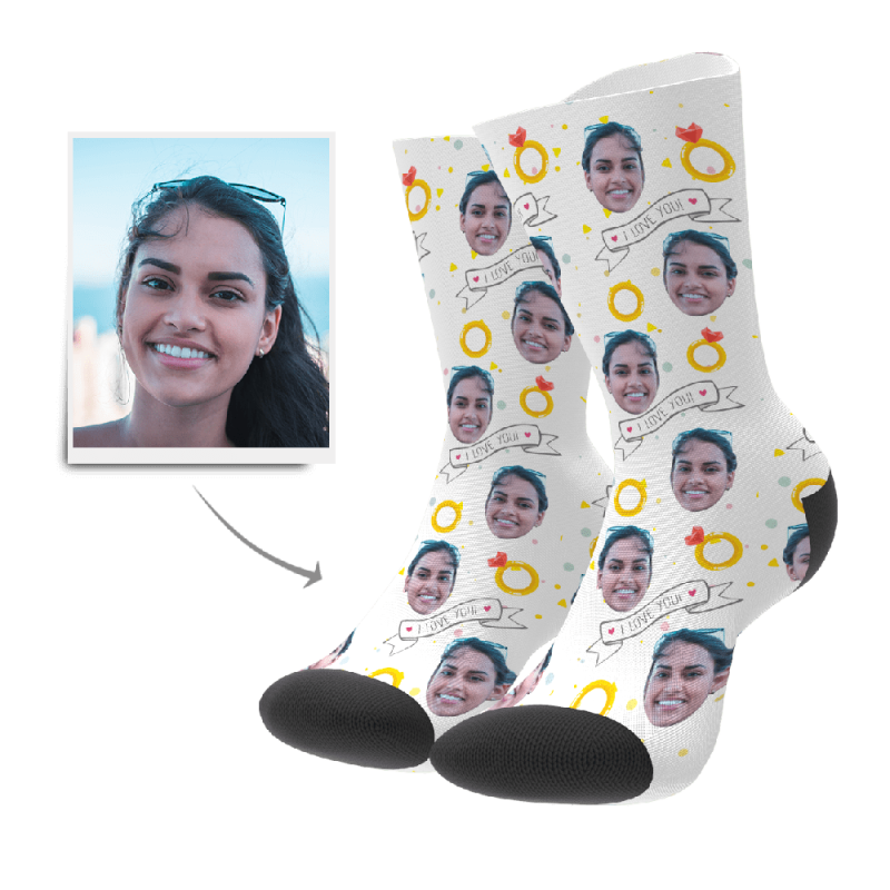 Engagement Gift Custom Socks with Ring – I Love You