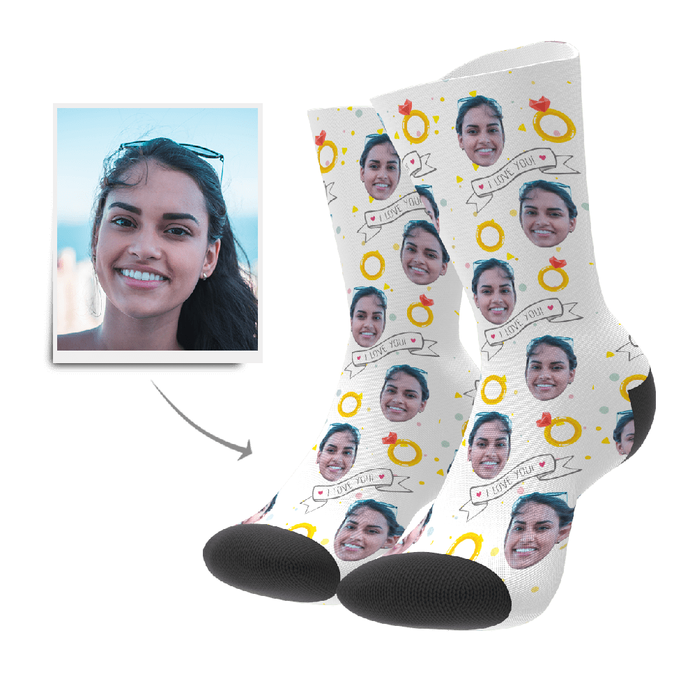 Engagement Gift Custom Socks with Ring - I Love You
