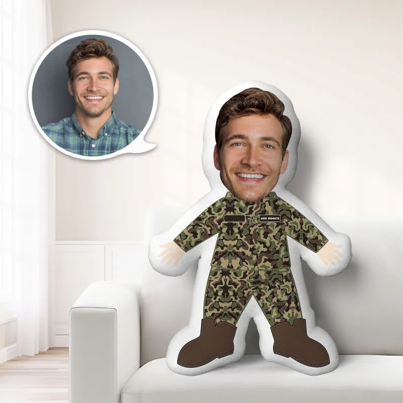 My Face MiniMe Pillow Soldier Air Force Marine Army Veterans Throw Pillow MiniMe Pillow Funny Best Valentine’s Day Gift for Him