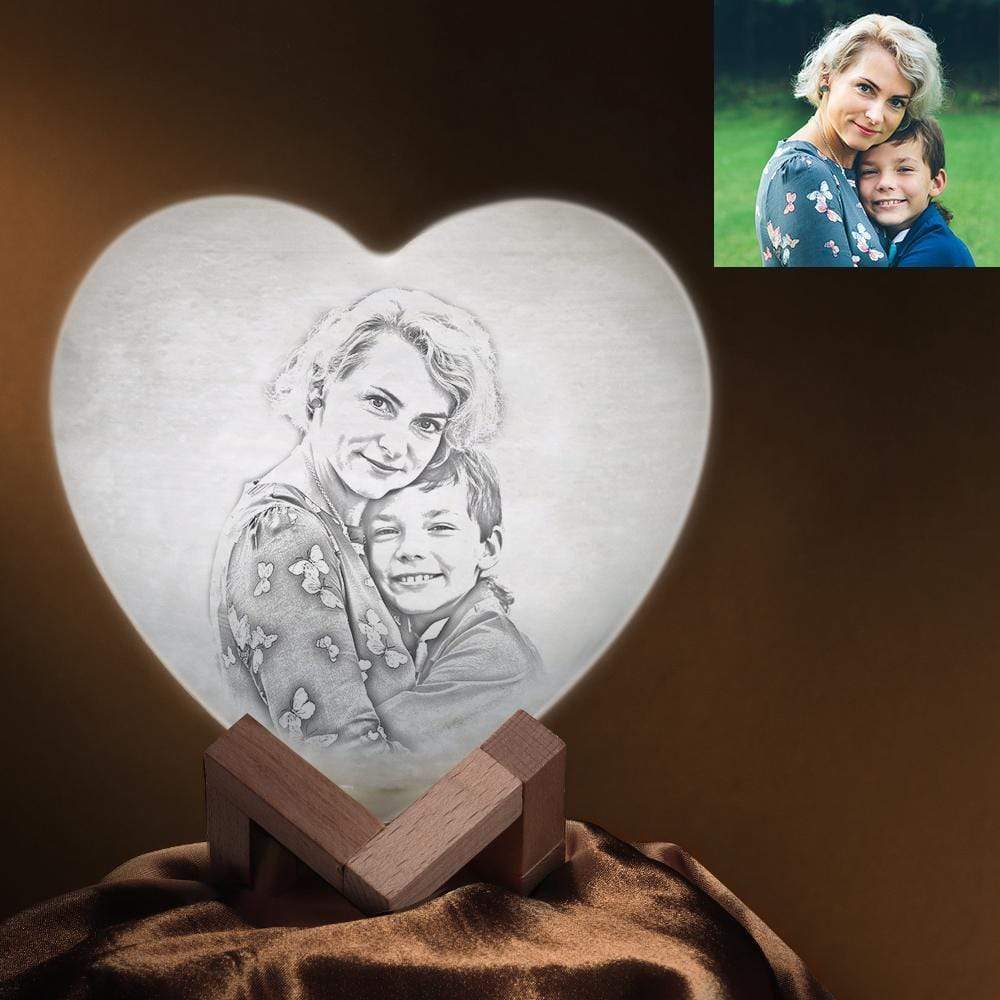 Birthday Gift For Mom Custom Heart Moon Lamp - Touch Three Colors (12-15cm) - Image 2