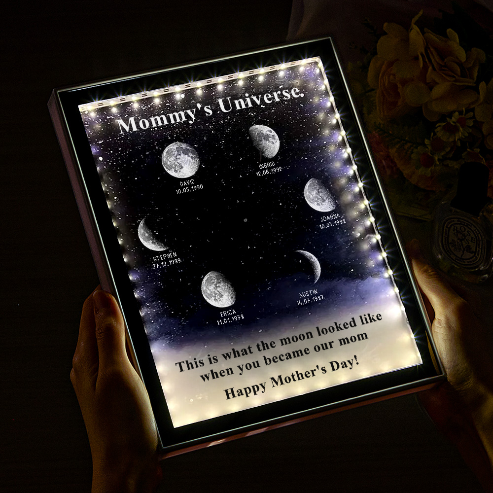 Starry Night Customize Birth Moon Phase Mirror Light Box - Image 2