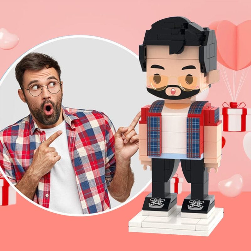 Creative Valentine’s Day Gifts for Him Full Body Customizable 1 Person Custom Brick Figures Small Particle Block Toy