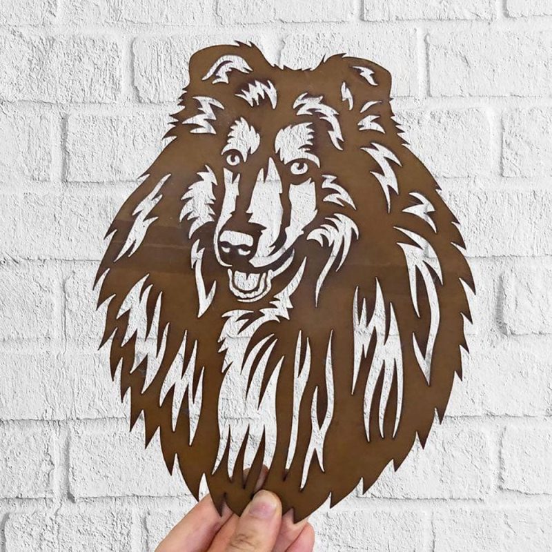 Dog Metal Wall Art Hanging Home Decor Puppy Pet Rough Sheepdog