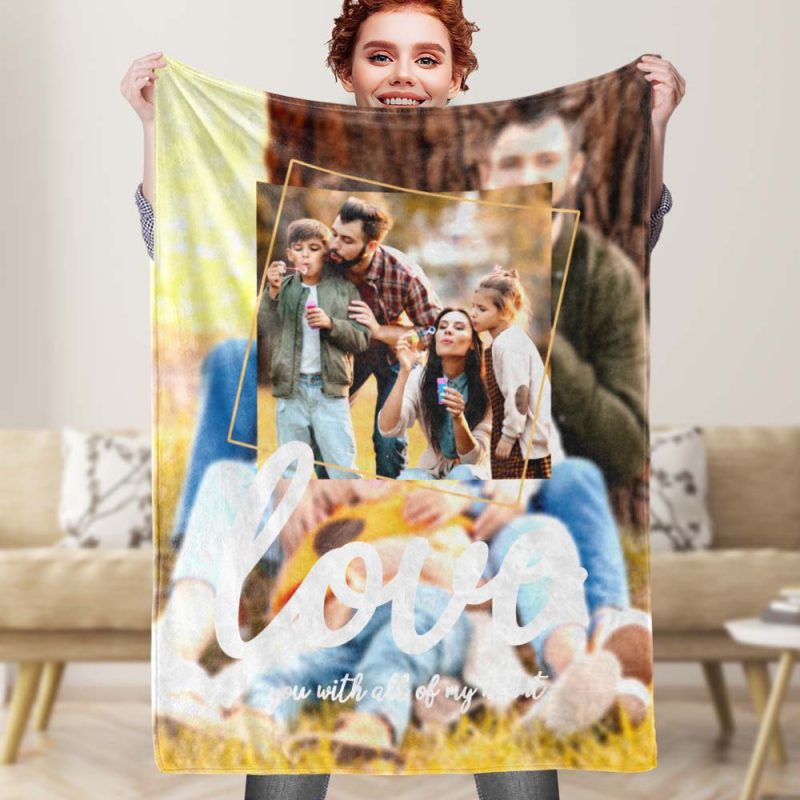 Custom Photo Blanet Bokeh Photo Background Blanket Personalized Picture Blanket Gifts for Family