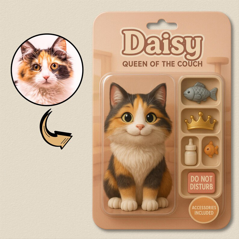 Fully Body Customizable 3D Effect Action Figure Pack Packaging Toy Box Style Art Gift Personalized Acrylic Car Hanger Gift for Pet Lovers