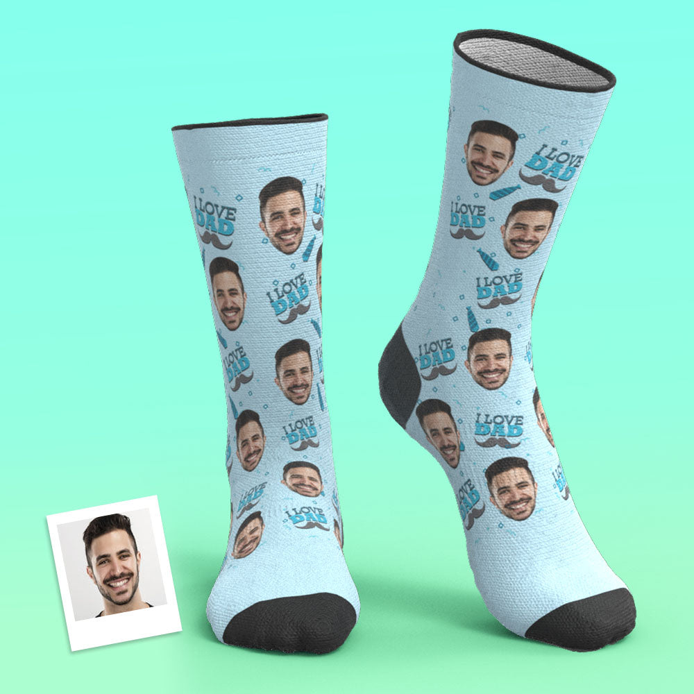 Custom I Love Dad Face Socks Add Pictures