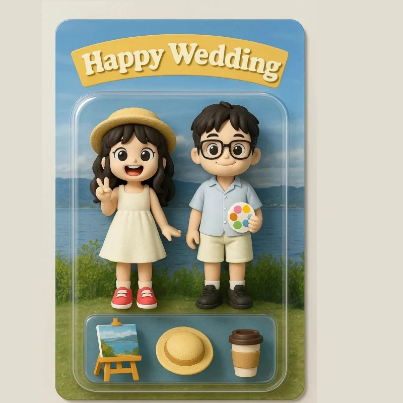 Full Body Custom 3D Effect Action Figure Pack Packaging Toy Box Style Art Gift Personalized Acrylic Fridge Magnets Couple’s Gifts Wedding Gifts