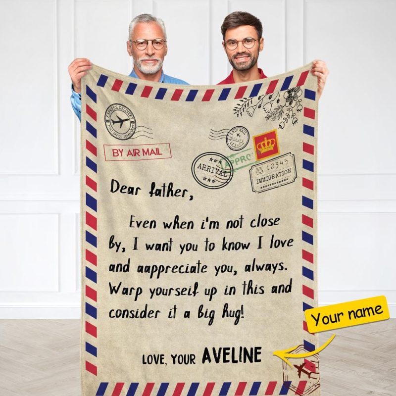 Custom Blanket To My Dad Father’s Day Blanket Air Mail Letter Blanket