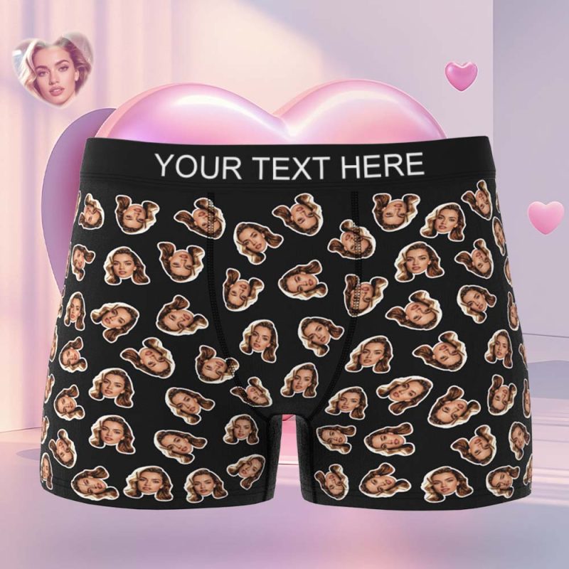 Valentine’s Gift Custom Mini Face Boxer Personalized Boxer Briefs for Boyfriend