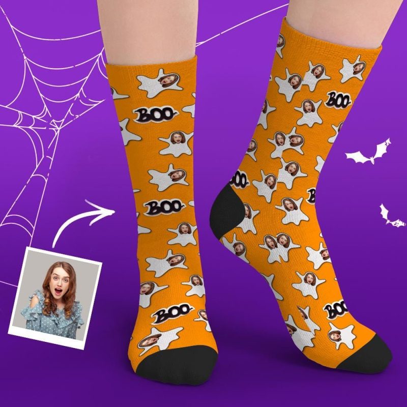 Halloween Face Socks Custom Boo Face Socks Halloween Gifts Unisex