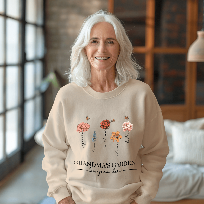 Custom Grandma’s Garden Sweatshirt Mother’s Day Gift Personalized Birth Flower Sweatshirt
