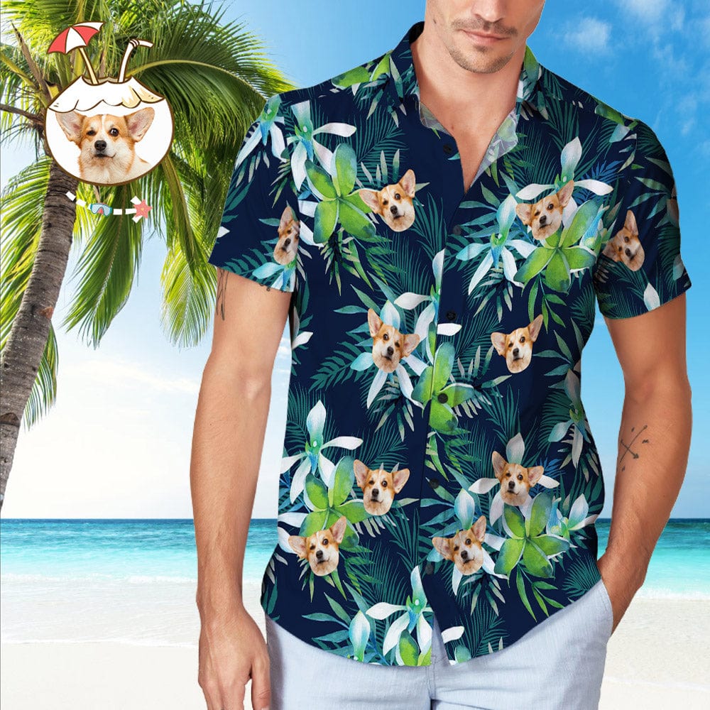 Personalized Hawaiian Shirt with Face Custom Dog Face Shirts Tropical Leaves Gifts for Dog Lovers - Image 2