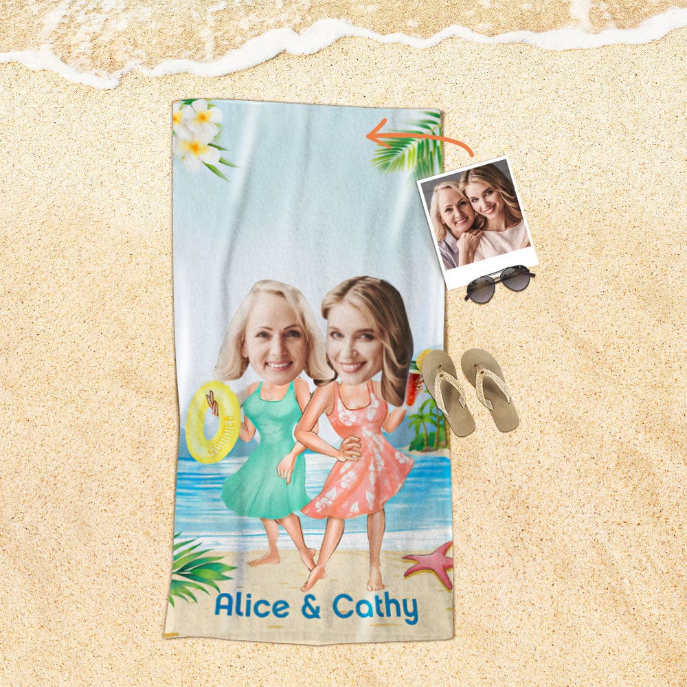 Custom Face Beach Towel Personalized Hawaii Style Beach Towel Funny Gift for Summer - Image 2