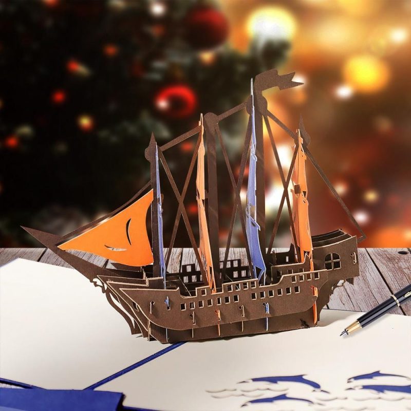 Happy New Year Ferry 3D Pop Up Greeting Card