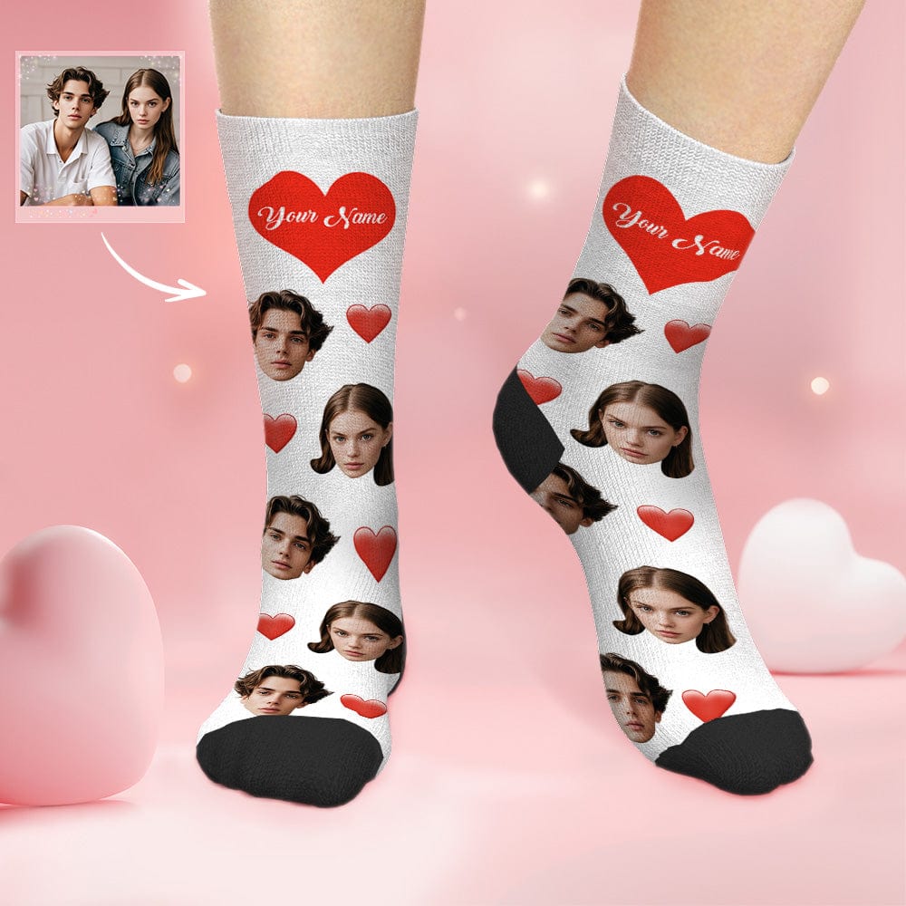 Custom Socks With Couple's Faces Colorful Socks Valentines Day Gifts - Image 3