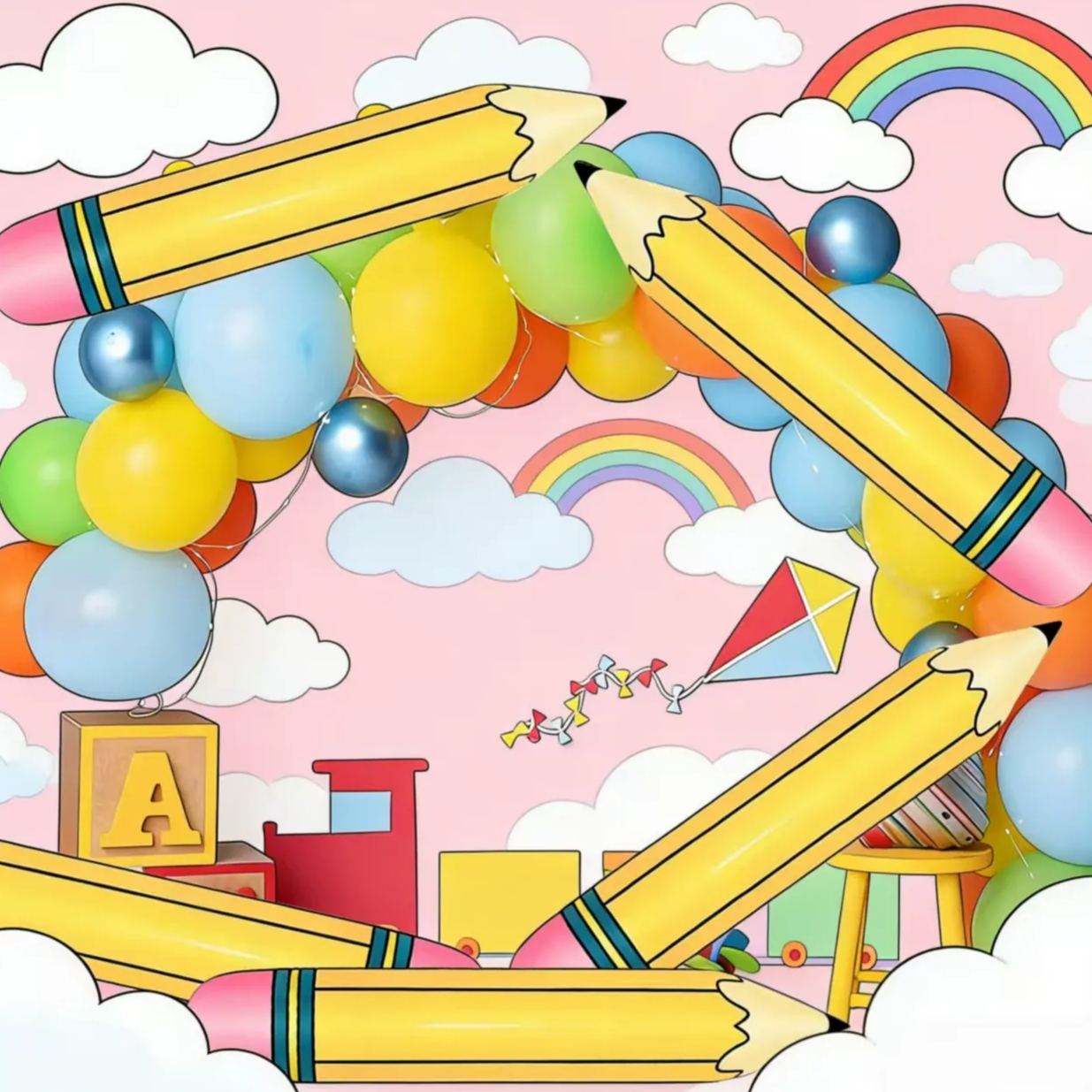 Giant Inflatable Pencil Toy Colorful PVC Blow Up Pencil Props for Back to School Season Classroom Decorations Teacher Rewards - Image 2