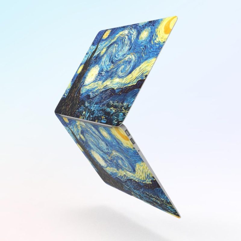 Custom Photo Laptop Skin Marble Wood Grain Sticker Gifts for Her