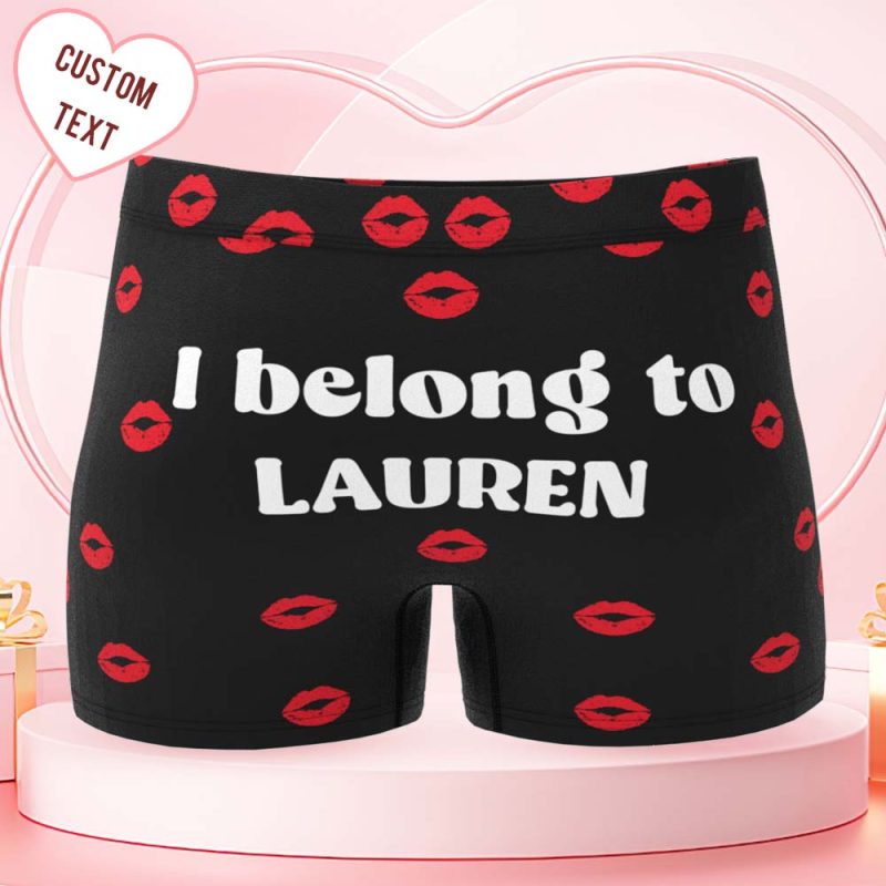 Custom Men’s Boxer Shorts Personalized Romantic Boxer Briefs with Name Valentine’s Day Gift