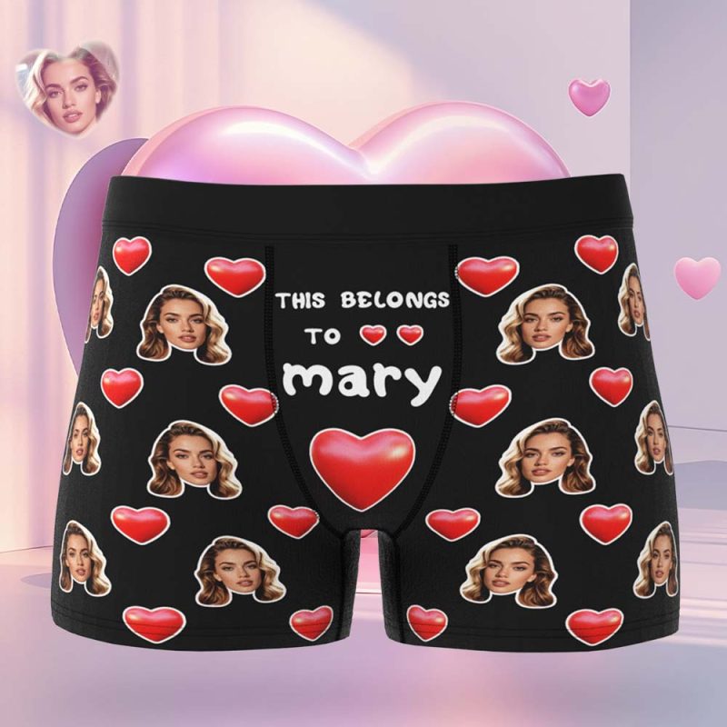 Custom Men’s Boxer Briefs with Face & Name Personalized Photo Underwear