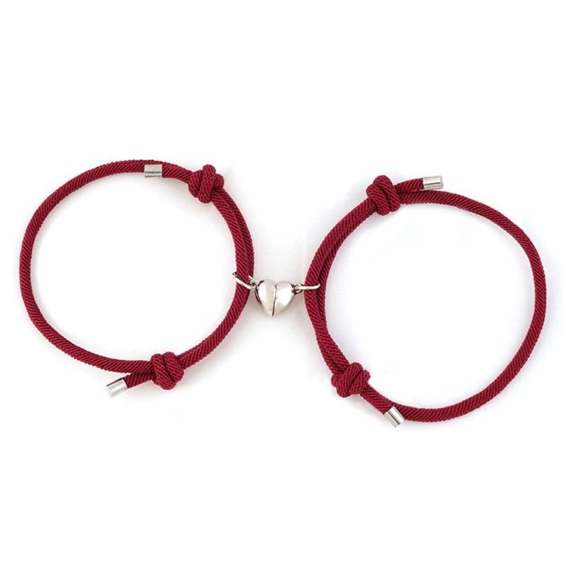 Couple Bracelet Heart-Shaped Magnetic Buckle Bracelet Adjustable Bracelets Gift for Couple