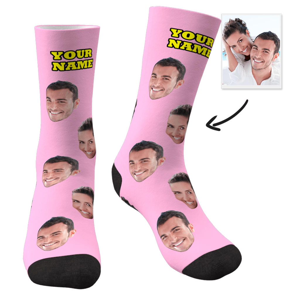 Custom Face Socks With Your Text 3D Preview Birthday Gifts Anniversary Gifts - Image 2