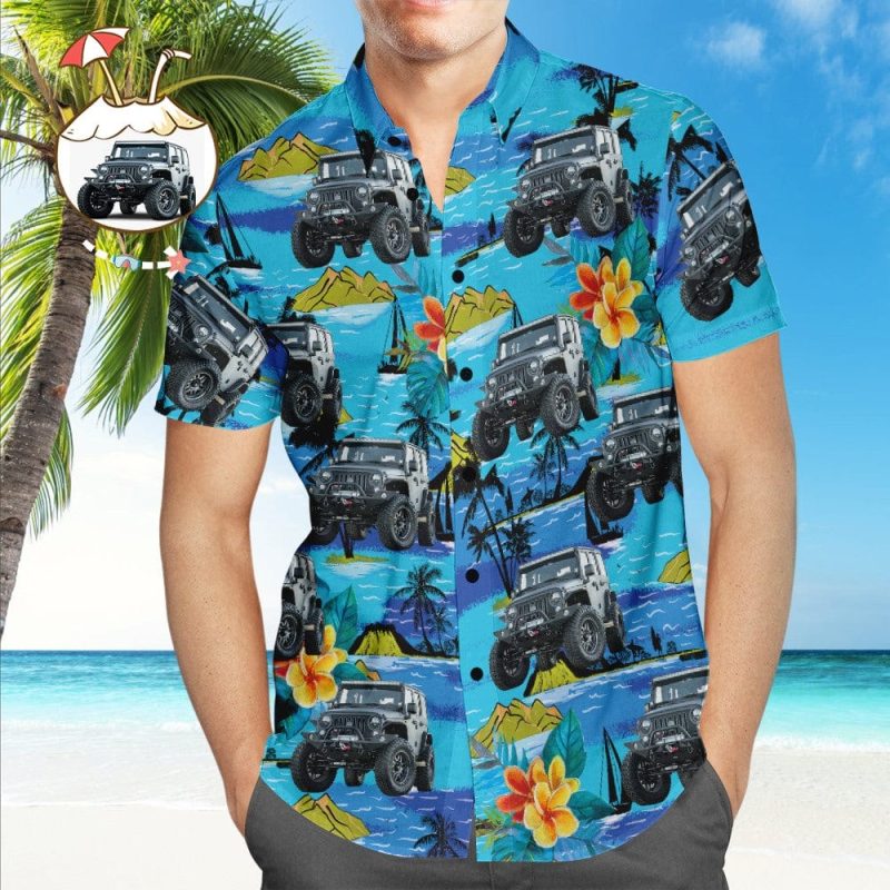 Custom Car Hawaiian Shirt Custom Tropical Shirts Men’s All Over Print Hawaiian Shirt Gifts for Husband