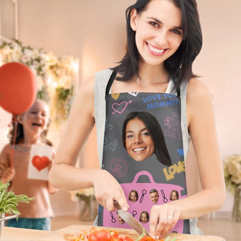 Mother’s Day Apron Personalized Apron with Face Gifts for Lovely Mom – Waterproof