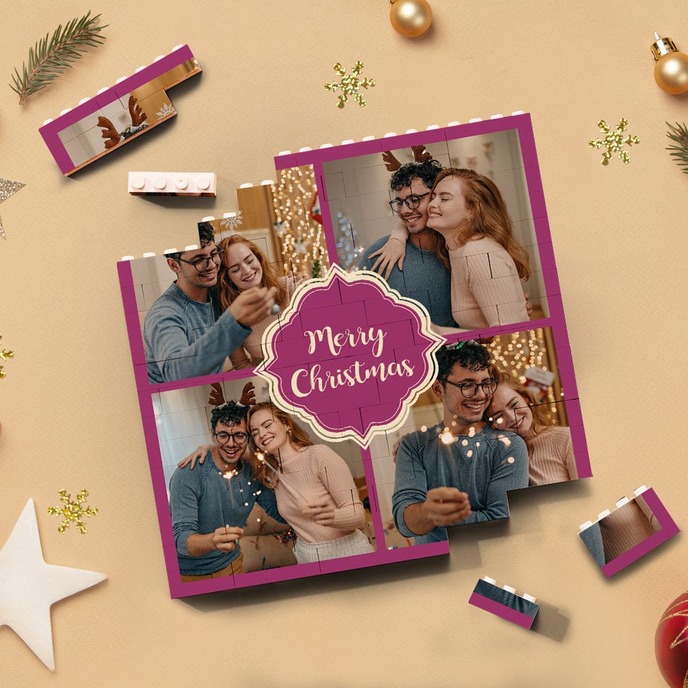 Custom Building Block Puzzle Square Couple Photo Brick Merry Christmas - Image 2