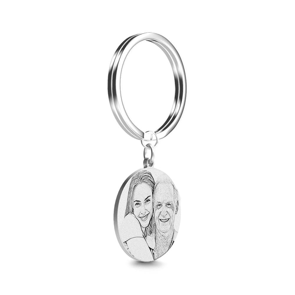 Memorial Gift Photo Engraved Tag Key Chain Stainless Steel - Image 2