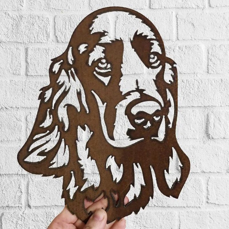 Dog Metal Wall Art Hanging Home Decor Puppy Pet Red setter