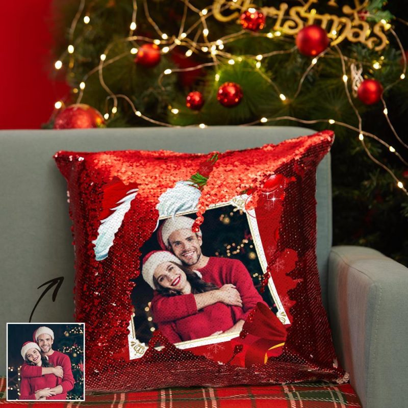 Anniversary Custom Sequin Pillow Christmas Gifts Custom Valentines Day Gifts