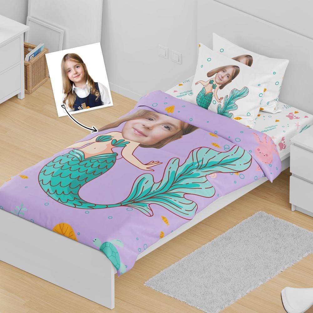 Personalized Mermaid Minime Bedding Set Pillow Casess Duvet Cover Gifts For Girl