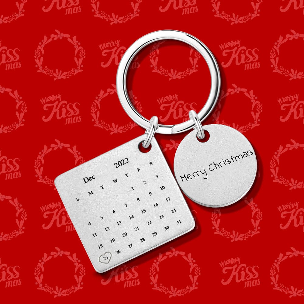 Christmas Gifts Custom Calendar Keychain Engraved Keychains With Photo