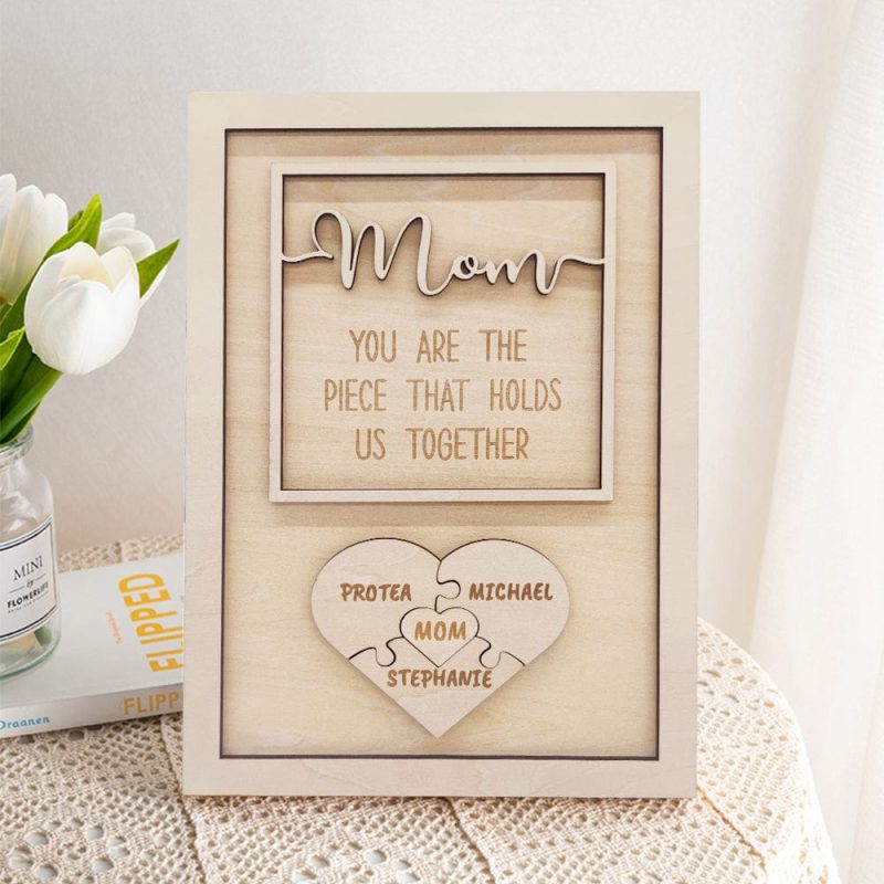 Personalized Puzzle Plaque Mom You Are the Piece That Holds Us Together Mother’s Day Gift