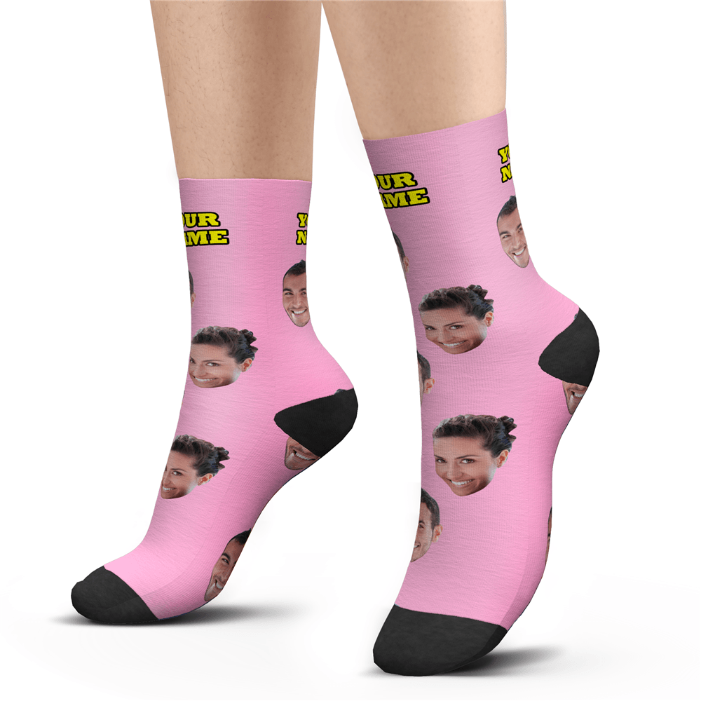 Custom Face Socks With Your Text 3D Preview Birthday Gifts Anniversary Gifts