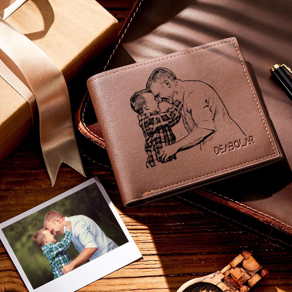 Mens Gifts Custom Photo Engraved Leather Wallet - Image 2