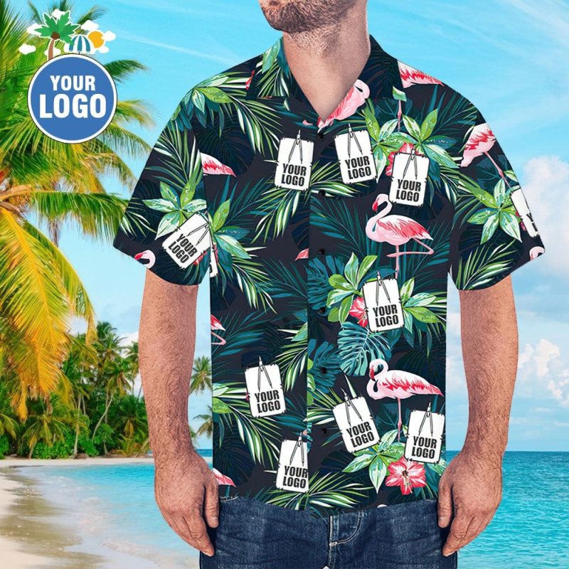 Custom Logo Shirt Men’s Hawaiian Shirt Flamingo Flower