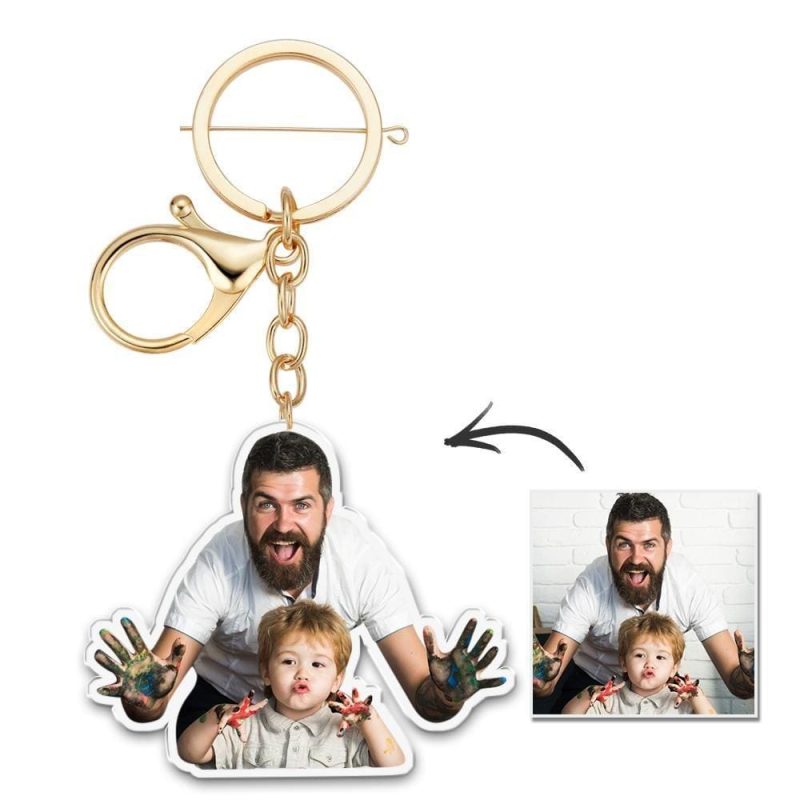 Custom Photo Keychain Colorful Picture Unique Design Father’s Gifts