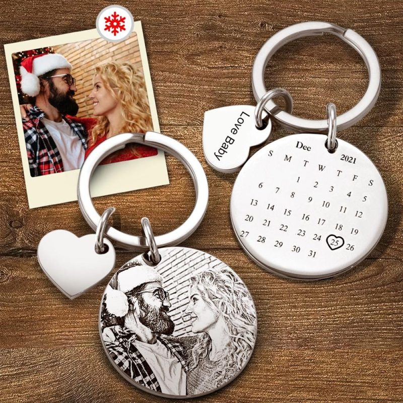 Date Keychain Custom Christmas Gifts for Couples Significant Date Marker
